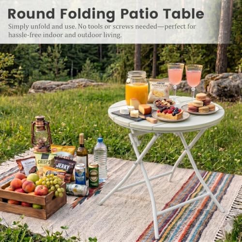 TeoKJ Folding Outdoor Side Tables, HDPS Small Patio Table - Image 5