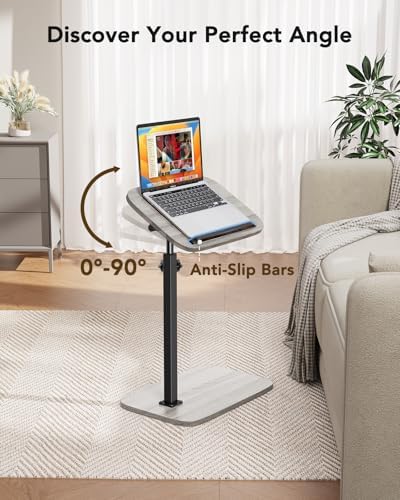 HUANUO TV Tray with Height Adjustment, 360° Swivel, 90° Tilt, Grey - Image 6