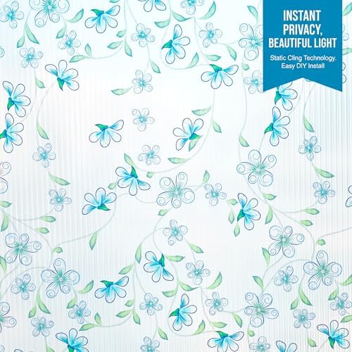 Spring Floral Window Film Privacy Static Cling Anti UV 17.5x78.7in - Image 2
