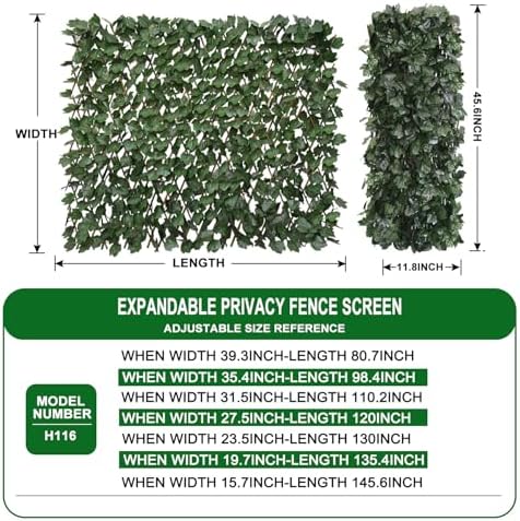 Expandable Fence Privacy Screen for Balcony Patio Outdoor,Decorative Faux Ivy Fencing Panel,Artificial Hedges (Single Sided Leaves)…… - Image 2