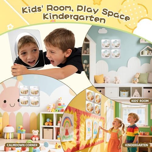 Large Shatterproof 10" Acrylic Wall Mirror with LifetimeWarranty, Bubble Lens Easy-Clean Smudge-Resistant Surface, No-Tool Wall Mount for Nursery Daycare Playroom Montessori Classroom, 4PACK - Image 5