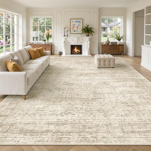 Soalmost 10x14 Area Rugs for Living Room Washable Rug Non-Slip Beige - Image 2