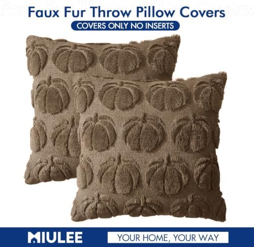 MIULEE Fall Pillow Covers Pumpkin Fall Decor 18x18 Coco Brown - Image 7