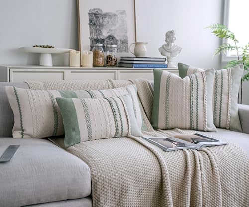 Cethom Boho Lumbar Pillow Covers 12x20 Inch Set of 2, Sage Green Textured Decorative Couch Pillow Cases for Farmhouse Home Decor, Accent Cushion Cover for Sofa, Bed, Living Room, Bedroom - Image 3