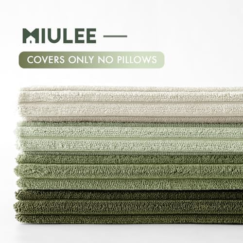 MIULEE Soft Corduroy Decorative Throw Pillow Covers Light Green 18x18 - Image 3