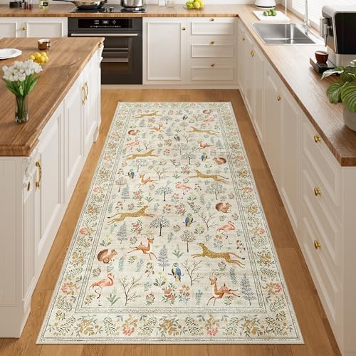 DUKINO 3x6 Kitchen Runner Rug, Washable Animal Rug for Hallway, Beige - Image 6
