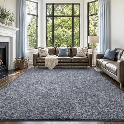 8x10 Large Grey Blue/White Area Rug Non-Slip Washable for Living Room by FinRe%CC%80cHome