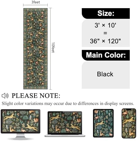 DUKINO 3x10 Washable Runner Rug, Non Slip Animal Rug for Hallway, Black - Image 2