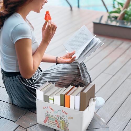 Marsui 1 Pcs Book Storage Basket Its a Good Day to Read a Book, Fresh Color - Image 6