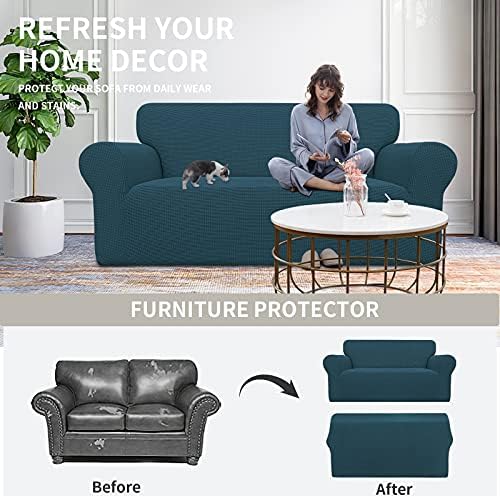 Easy-Going Stretch Oversized Loveseat Couch Covers Washable Deep Teal - Image 4