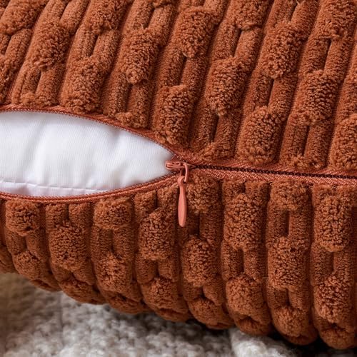 MIULEE Fall Decorative Throw Pillow Covers 20x20 Burnt Textured Corduroy - Image 2