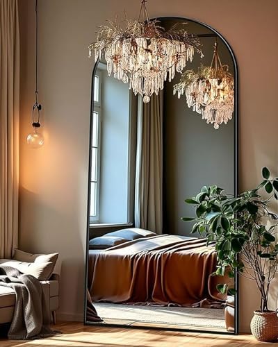 KOMCOTE 71x28 Inch Arched Floor Mirror - Full Length Black Standing Mirror for Bedroom, Living Room, Dressing - Tall Leaner Mirror with Arch Design, Wall or Free-Standing Decor - Image 3