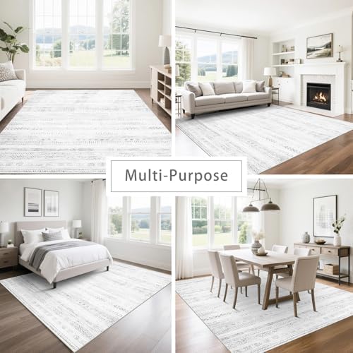 8x10 Washable Area Rugs for Living Room,Bedroom,Dining Room- Morocco Gray - Image 5