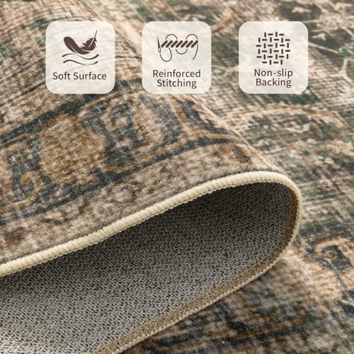 Rugxara 3x5 Rug for Entryway Bedroom Washable Area Rugs Carpet, Brown - Image 5