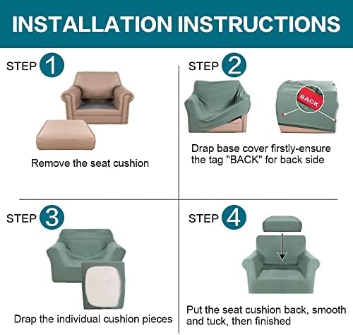 Turquoize 2 Piece Chair Covers Chair Slipcovers for Living Room Armchair Couch Cover Chair Sofa Cover with Individual Cushion Covers Furniture Cover for Chairs Feature Thick Fabric (Chair, Dark Cyan) - Image 6