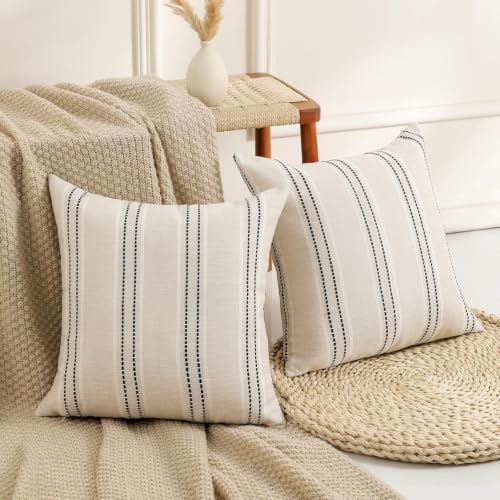 Hckot Stripe Throw Pillow Covers 26x26 Large Square Navy Blue Pillow Cover - Image 3