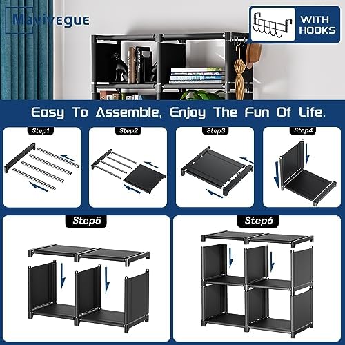 Mavivegue Black Book Shelf 10 Cube Storage Organizer Bookcases Closet - Image 7