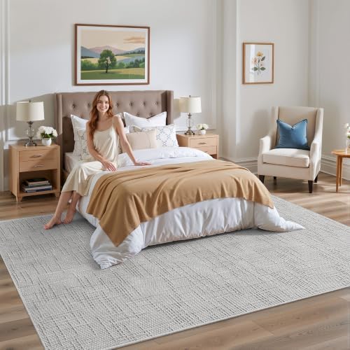 Valenrug 6x9 Area Rugs, High Low Pile Washable Rugs for Living Room, Grey - Image 4