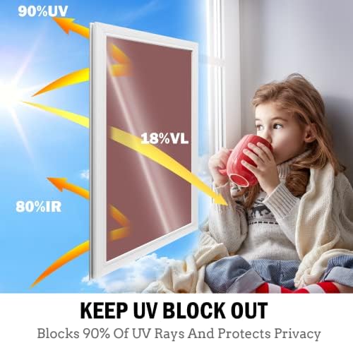 Niviy Tinted Anti-Glare Plastic Film One Way Window Film Privacy Mirror Effect Self-Adhesive Window Tint UV Heat Control Glass Door Film for Home and Office, Tea-Silver 23.6 x 78.7 inches - Image 4