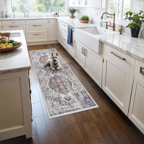 2x5 Washable Hallway Runner Rug: Indoor Farmhouse Non-Slip Entry Kitchen Rugs Oriental Thin Light Weight Carpet for Living Room Bedroom Soft Water Resisitant Floor Mat for Bathroom Laudry(2X5,Brick) by HYHAOYUNLAI