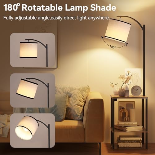 SUNMORY Floor Lamp with Table Shelves, End Side Table for Living Room - Image 6
