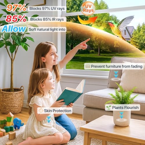 Bloss One Way Privacy Window Film, Privacy Film for Glass Windows, Self-Adhesive Window Tint for Home & Office, Heat Insulating & UV Blocking Mirror Glass Wrap(23.6" x 78.7"/Silver) - Image 4