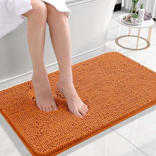 OLANLY Small Bathroom Rugs 24x16, Extra Soft Absorbent Chenille Bath Rugs, Rubber Backing Quick Dry, Machine Washable Bath Mats for Bathroom Floor, Tub and Shower, Home Decor Accessories, Clay by OLANLY
