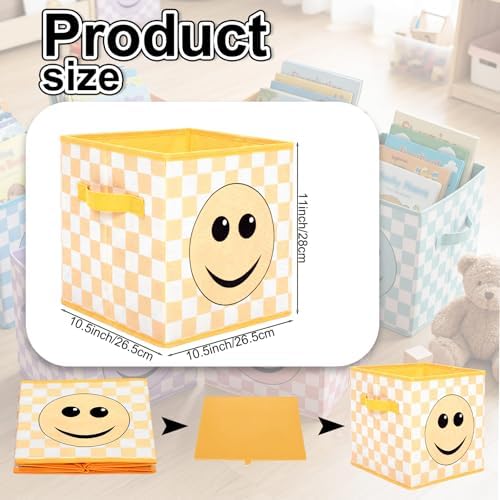 Bokon 6 Pcs 11'' Smile Face Classroom Storage Bins Pastel Classroom Decor - Image 3