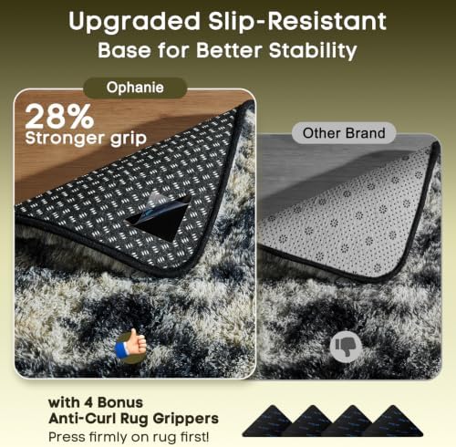 Ophanie 9x12 Black Gold and Grey Area Rugs for Living Room,Large Dark Black Gold Fluffy Shag Fuzzy Plush Soft Carpets,Floor Shaggy Rugs for Bedroom,Carpet for Boys Decor with Over 99 pcs Pile fibers - Image 4