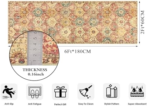 Lahome Moroccan Washable Runner Rug, 2x6 Soft Kitchen Runners for Hallways - Image 2