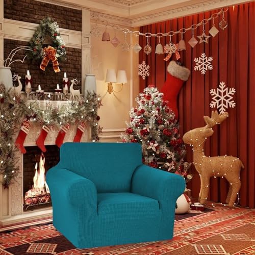 KEKUOU Stretch Chair Sofa Slipcover, Single Couch Cover,Peacock Blue - Image 2