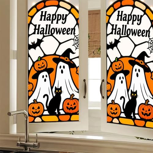 HOMETITUTE Halloween Ghosts Cat Privacy Window Cling 17.7x39.3 PVC - Image 2