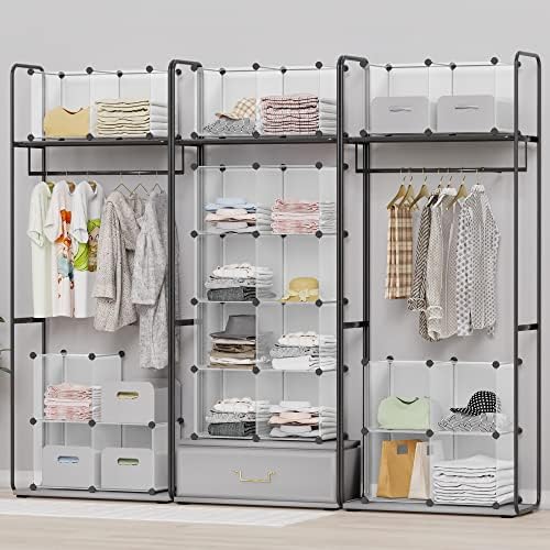 HOMIDEC Closet Organizers and Storage, 9 Cube Storage Organizer, Portable Closet Organizer Storage Cubes Shelves for Clothes, Bedroom, Wardrobe, Kids Room, Bathroom, Transparent - Image 4