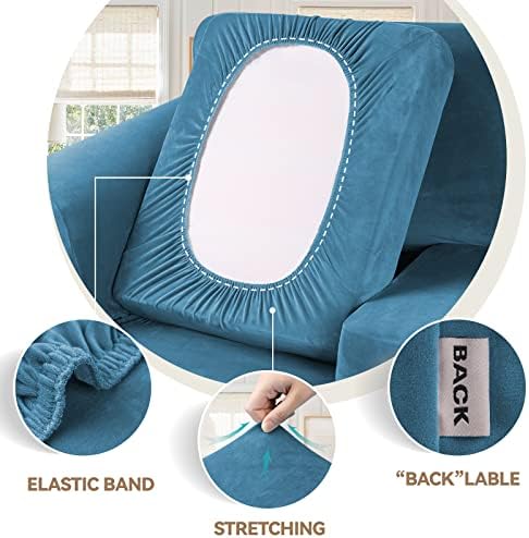 WEERRW 4-Piece Couch Cover for Sofa Velvet Slipcover Washable, Peacock Blue - Image 3
