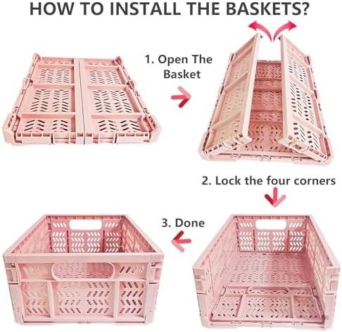 20L Foldable Crates, 4Pcs Plastic Crates Baskets for Home Office Storage. - Image 3