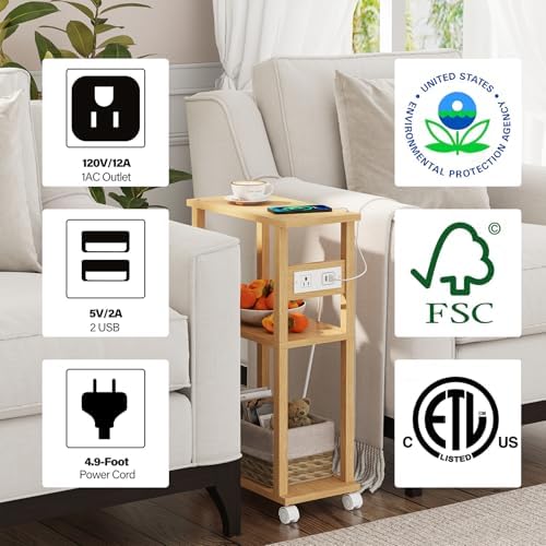 TUTOTAK Small Narrow Side Table, Set of 2 Skinny End Table - Image 4