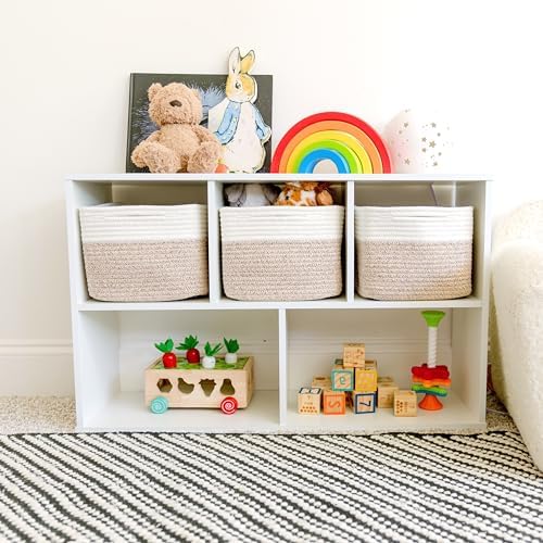 NaturalCozy Storage Cubes 9”x9”x7”Cotton Rope Woven Baskets for Organizing 3-Pack | 9 Inch Cube Storage Bin | Small Basket for Shelf Nursery, Pantry, Decorative Plant, Bathroom Closet, Toy Gift - Image 3