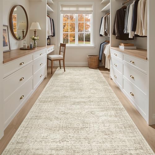Soalmost Washable 4x10 Hallway Runner Rug Non-Slip Kitchen Entry Rugs Beige by Soalmost