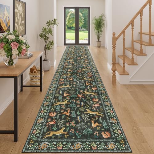 DUKINO 3x16 Hallway Runner Rug, Washable Animal Rug for Kitchen, Black by DUKINO