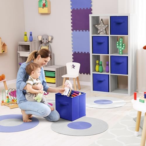 Sorbus Fabric Storage Cubes, 8 Pack, with Handles (Royal Blue) - Image 4