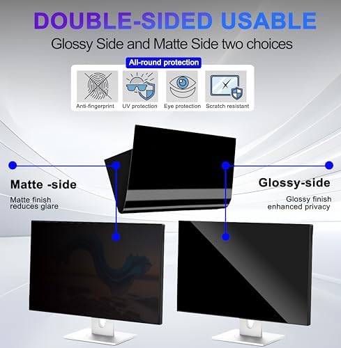 [2 Pack] 27 Inch Privacy Screen for 16:9 Monitor, Computer Privacy Filter, Anti Glare Blue Light Filter, Privacy Screen Protector, Removable Privacy Screen for Office, Home, and Shared Spaces - Image 4