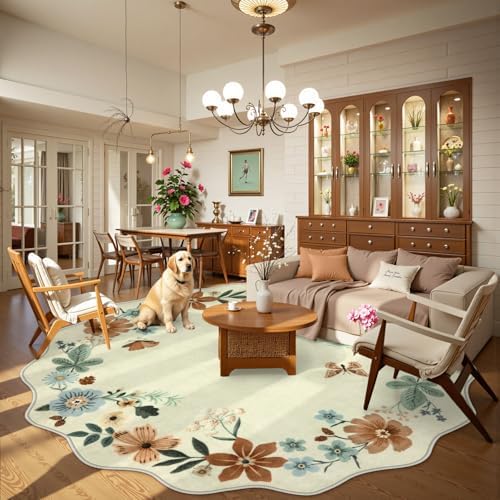 Lahome Floral Washable Round Area Rug, Soft Round Rugs 6ft Ultra-Thin - Image 2