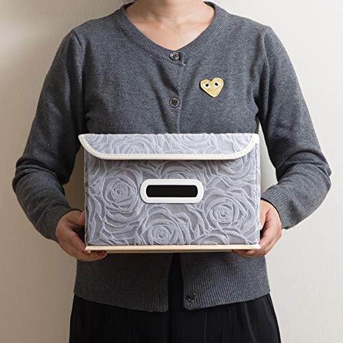 PRANDOM Stackable Storage Boxes with Lids [5-Pack] Fabric Decorative Storage Bins Cubes Organizer Containers Baskets with Cover Handles Divider for Bedroom Closet Living Room Grey 9.8x7.9x6.7 Inch - Image 6