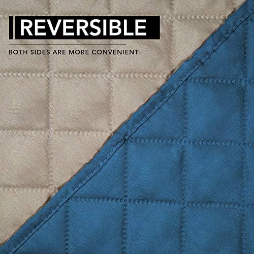 Easy-Going Reversible Couch Cover, Oversized Recliner, Peacockblue/Beige - Image 5