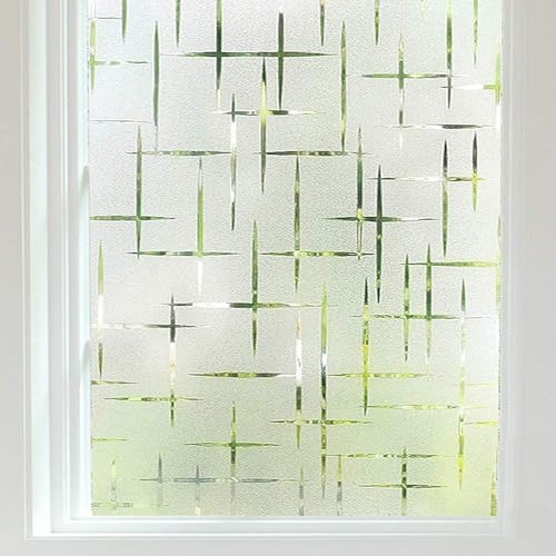Finnez Window Privacy Film, Frosted Cross Window Cling, 17.5″ x 118.1″ by FINNEZ