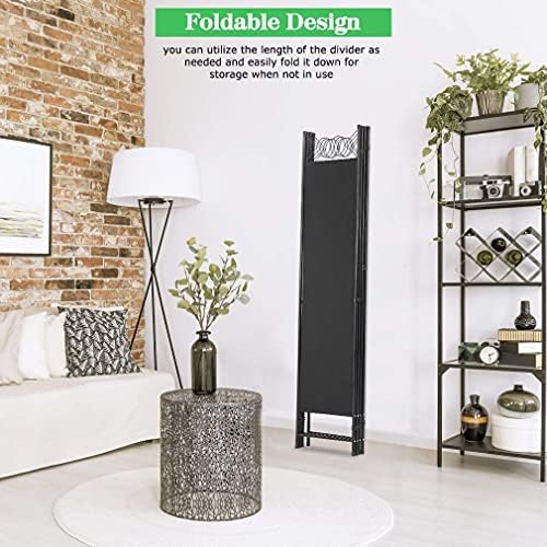 FDW 4-Panel Folding Room Divider | 6ft, Black | Light & Portable - Image 4