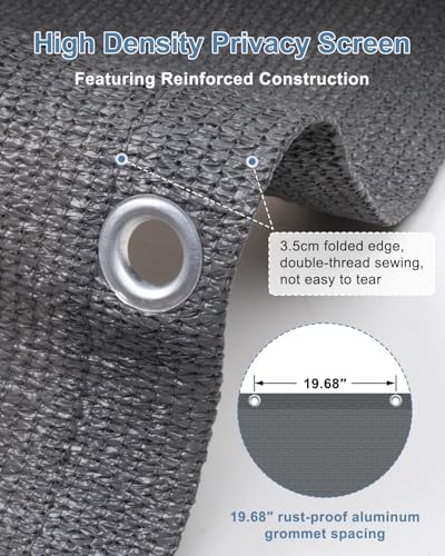 Balcony Privacy Screen Fence UV Protection, Customized 3.3'x21' Dark Grey - Image 4