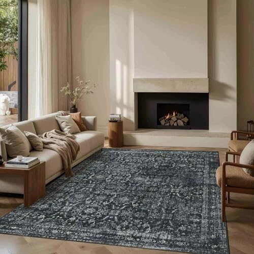 Rugxara Black Rug 5x7 Area Rugs Washable Rug for Living Room Bedroom - Image 5