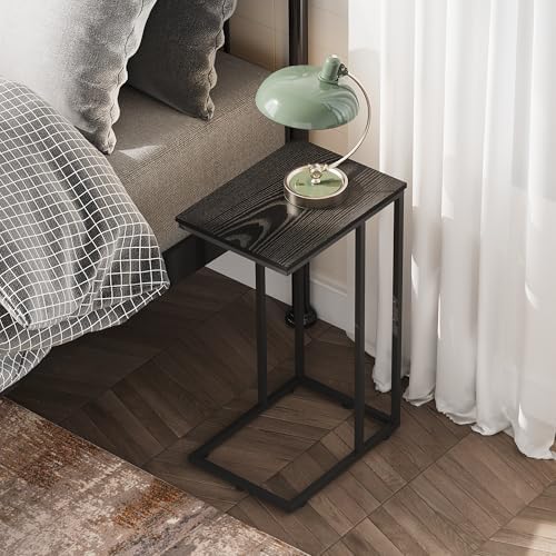 WLIVE Black Side Table,C Shaped End Table for Bedroom, Home Office, Dorm, Living Room Couch Tables, C Shaped TV Tray Table, 2-Tier Side Tables - Image 5