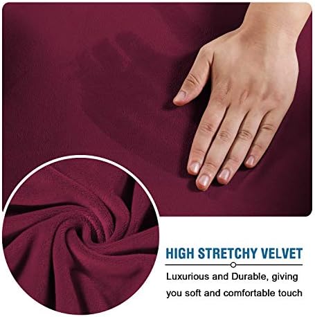 H.VERSAILTEX Wingback Chair Covers Velvet Plush Wing Chair Slipcover 1 Piece High Stretch Wing Back Chair Slipcovers Sofa Cover Furniture Cover with Elastic Bottom, Burgundy - Image 3